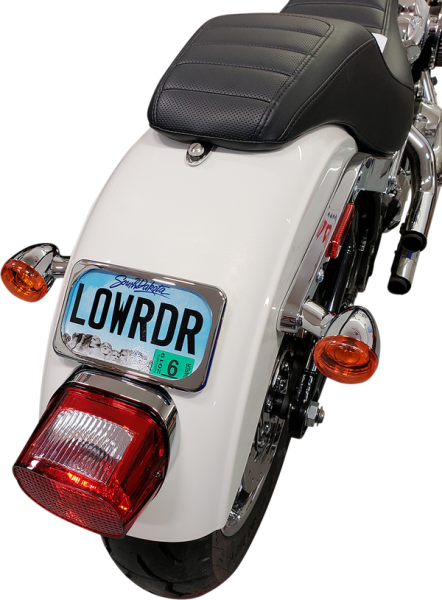 Large Radius Three-bolt Style License Plate Mount Assembly Chrome, 2, nordicamoto.ro