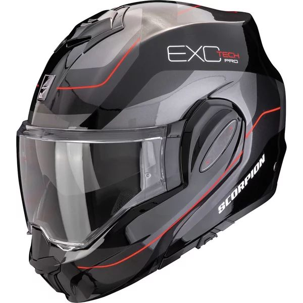 SCORPION EXO-TECH EVO PRO COMMUTA S moduláris, hátrafelé nyitható sisak, matt fekete/ezüst, 1, nordicamoto.ro
