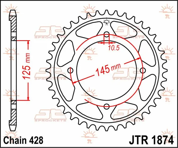 JT SPROCKETS hátsó lánckerék, természetes színű, 2, nordicamoto.ro