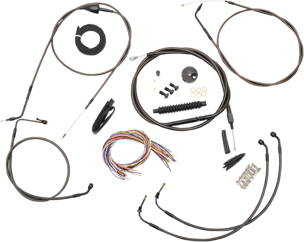 Complete Midnight Braided Handlebar Cable/brake Line Kit Black, 1, nordicamoto.ro