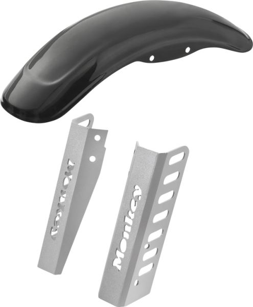 Front Fender Street With Fork Guards Black, Silver, 1, nordicamoto.ro
