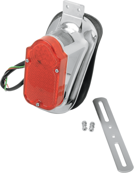 Universal Mount Tombstone Led Taillight With License Plate Mount Black, Chrome, 1, nordicamoto.ro