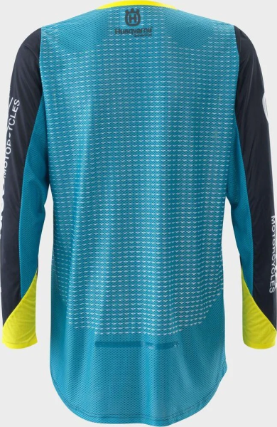 Husqvarna Railed Pro póló – kék/sárga/türkiz, L-es méret, 3, nordicamoto.ro