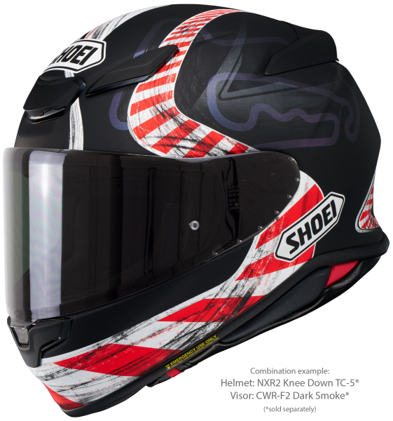 SHOEI NXR2 KNEE DOWN TC-5 teljes arcú sisak, fekete/piros/matt fehér, S-es méret, 6, nordicamoto.ro
