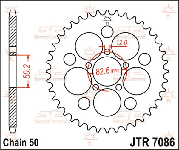 JT SPROCKETS hátsó lánckerék, természetes színű, 2, nordicamoto.ro