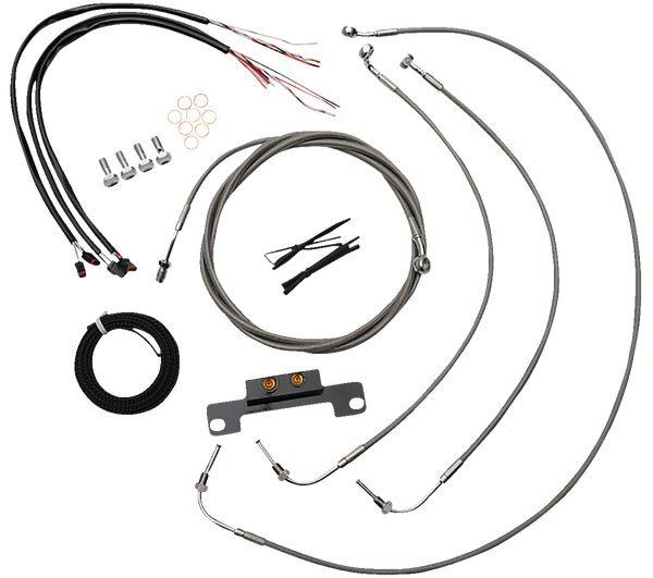 Complete Stainless Braided Handlebar Cable/brake Line Kit Silver, 1, nordicamoto.ro