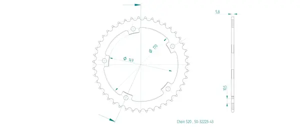 Standard 520 Negru hátsó lánckerék, 2, nordicamoto.ro