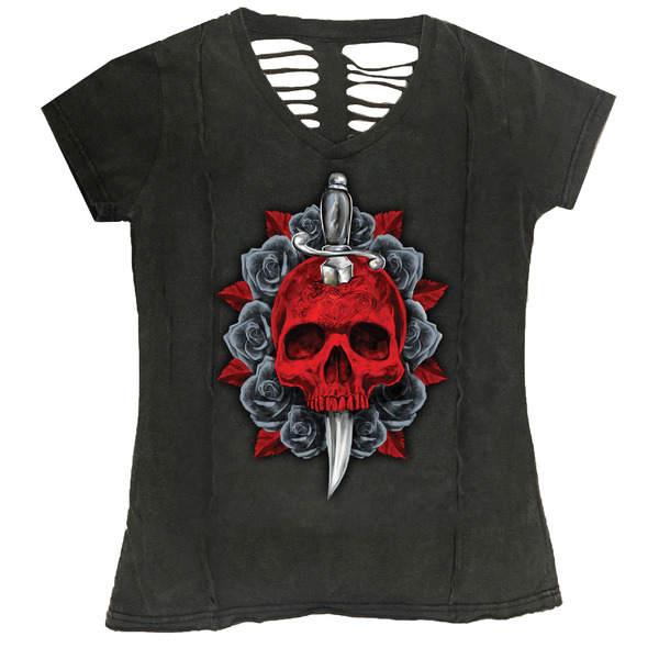 Women's Dagger Skull T-shirt Gray L +, 5, nordicamoto.ro