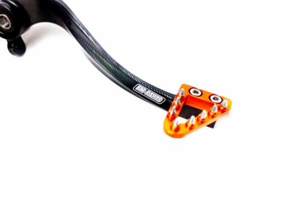 Hátsó fékpedál hosszabbított végdugóval KTM/Husqvarna 2017–2023-as modellekhez, állítható, narancssárga, Fm-Parts, 3, nordicamoto.ro
