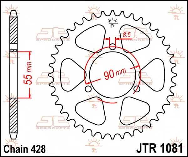 JT SPROCKETS hátsó lánckerék, természetes színű, 2, nordicamoto.ro