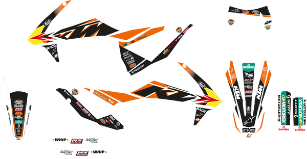 Trophy Graphic Kit Yellow, White, Black, Orange, 2, nordicamoto.ro