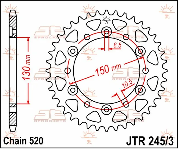 JT SPROCKETS hátsó lánckerék, természetes színű, 2, nordicamoto.ro