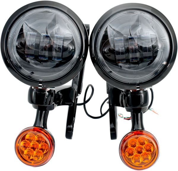 Light Brackets With Led Auxiliary Lights And Turn Signals Black, 1, nordicamoto.ro