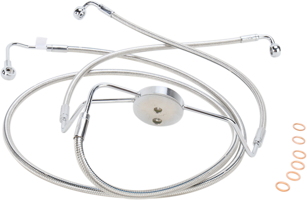 Designer Series Dot Front Lower Brake Line Kit Silver, Polished, 2, nordicamoto.ro