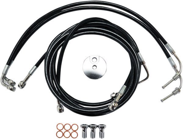 Black Braided Brake Line Kit Black 38 cm - 43 cm (15' - 17'), 1, nordicamoto.ro