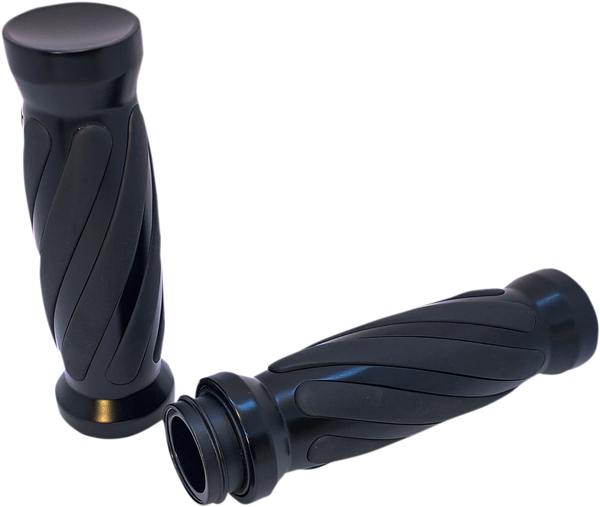 Custom Twisted Rubber Grips Black, 2, nordicamoto.ro