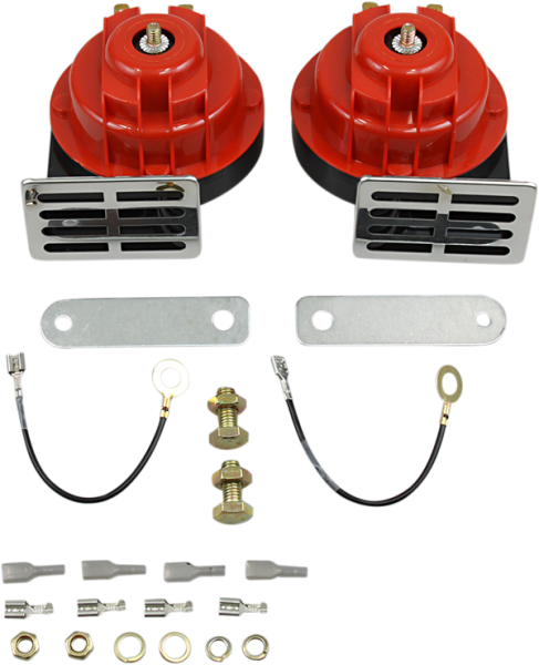 Dual Horn Kit Black, Red, Zinc, 1, nordicamoto.ro