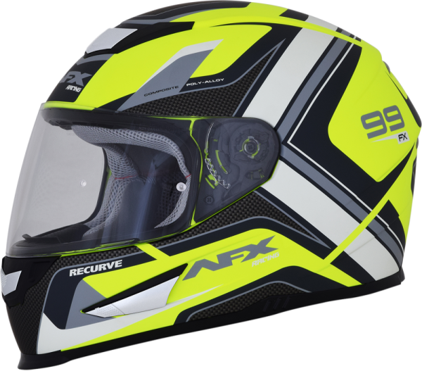 Fx-99 Recurve Street Helmet Matte Yellow/white Medium Hi-vis, Yellow M, 1, nordicamoto.ro