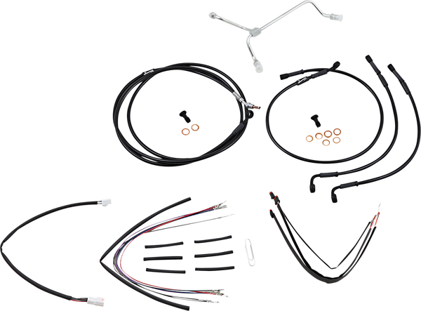 Complete Black Vinyl Handlebar Cable/line Kit For Ape Hanger Handlebars Black, 1, nordicamoto.ro