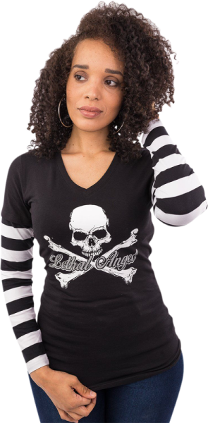 Tee Ls Wm Stripe Bk/wt Md Black M, 1, nordicamoto.ro
