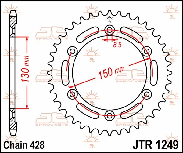 JT SPROCKETS hátsó lánckerék, természetes színű, 2, nordicamoto.ro