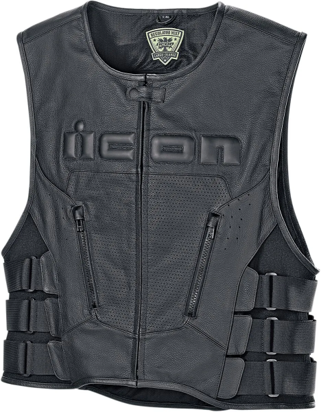 Icon Regulator™ D3O® bőr mellény – Fekete, S/M, 1, nordicamoto.ro