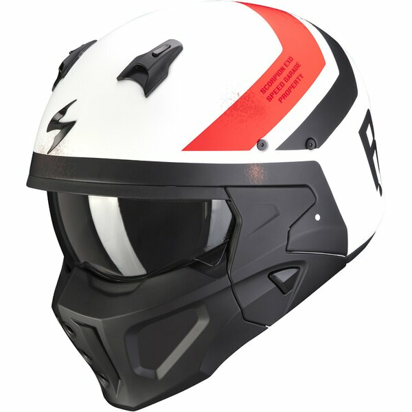 Casca moto Scorpion Covert-X T-RUST M Alb mat/Rosu, 1, nordicamoto.ro
