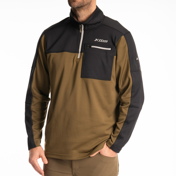 Pulover Klim Glacier 1/4 Zip Mid Layer Dark Olive - Black, 19, nordicamoto.ro