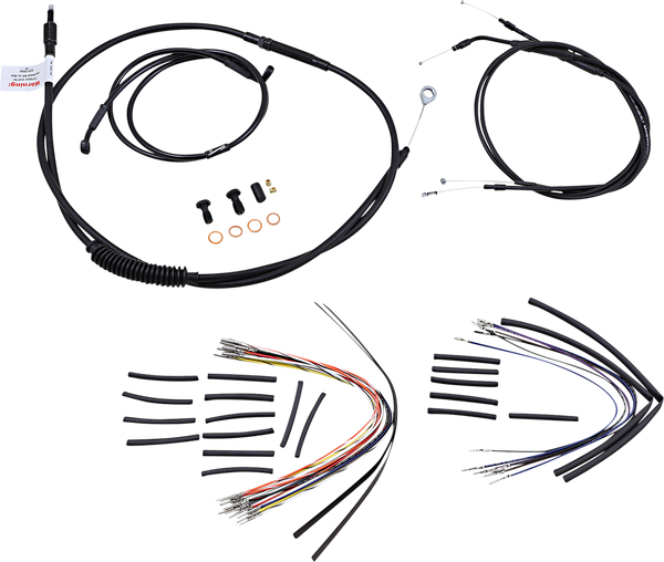 Complete Black Vinyl Handlebar Cable/line Kit For Ape Hanger Handlebars Black, 1, nordicamoto.ro