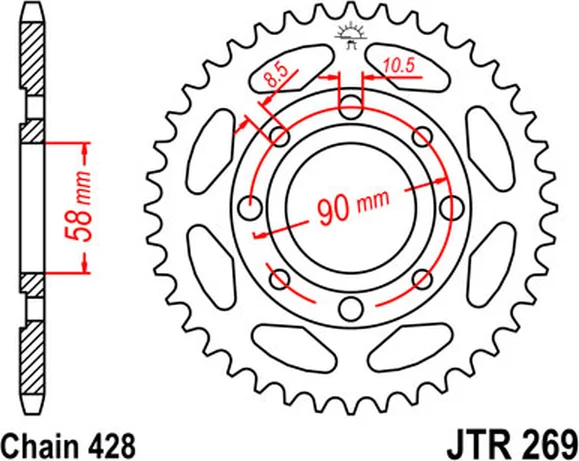 JT SPROCKETS Fekete hátsó lánckerék, 2, nordicamoto.ro