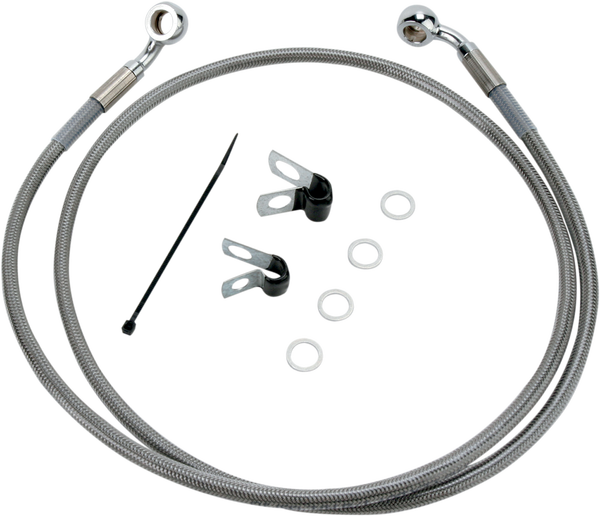 Extended Length Stainless Steel Brake Line Kit Silver, Clear-coated Oversize [+254 mm (10'')], 1, nordicamoto.ro