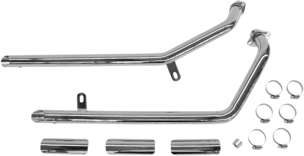 Drag Pipes Exhaust System Chrome, 2, nordicamoto.ro