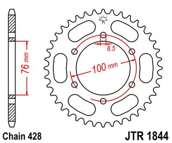 JT SPROCKETS Fekete hátsó lánckerék, 2, nordicamoto.ro