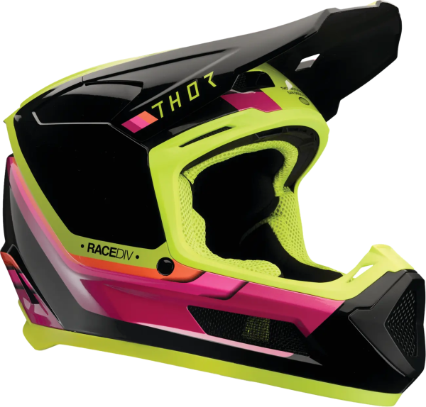 Thor Fleet Defy gyermek sisak, fekete/rózsaszín/neon sárga, L méret, 1, nordicamoto.ro