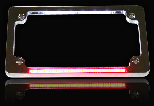 Dual Led License Plate Frame Red, White, 2, nordicamoto.ro