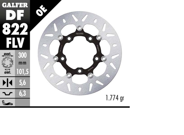 Brake Rotor Floating Round Black, Silver, 1, nordicamoto.ro