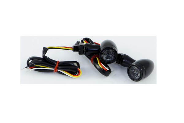 Led Bullet Turn Signal Lights With Rings Black, 1, nordicamoto.ro