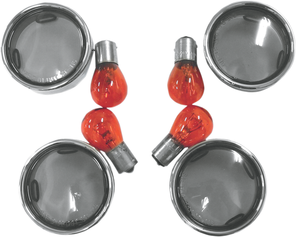 Smoke Turn Signal Lens Kit With Chrome Trim Rings Chrome, 1, nordicamoto.ro
