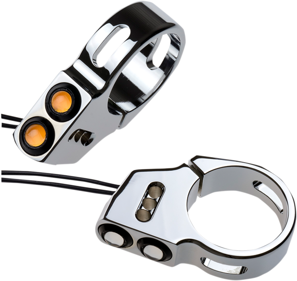Rat Eye Led Fork Mount Turn Signals Chrome, 1, nordicamoto.ro