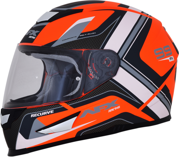Fx-99 Recurve Street Helmet Matte Orange/white Large Hi-vis, Orange L, 1, nordicamoto.ro