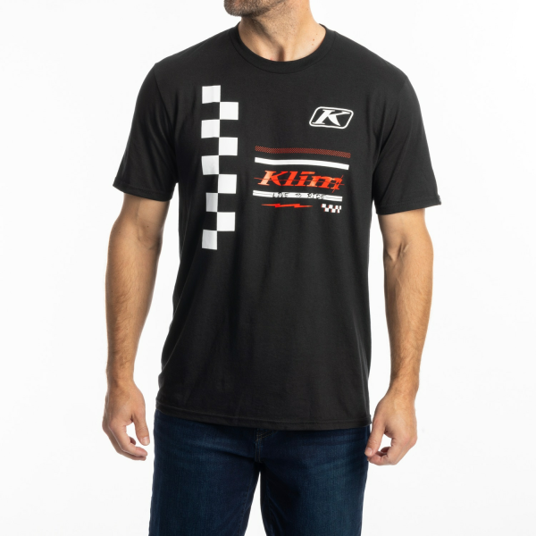 Tricou Klim Checkered Flag Tri-blend Black - White, 4, nordicamoto.ro