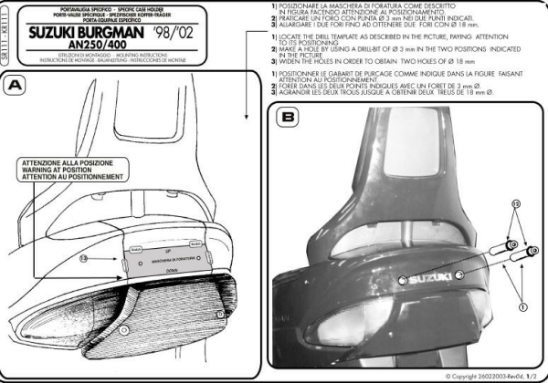 Kappa főváz a SUZUKI BURGMAN 250/400 '98–'02 modellekhez, 1, nordicamoto.ro