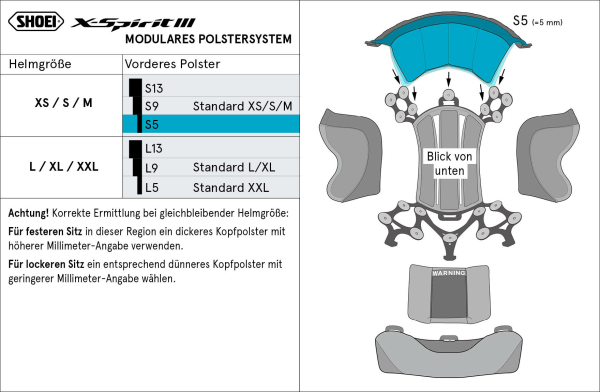 SHOEI XSPR3 Type-I S5 sisak elülső középső bélése, 2, nordicamoto.ro