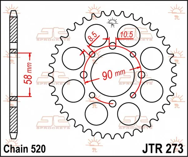 JT SPROCKETS hátsó lánckerék, természetes színű, 2, nordicamoto.ro