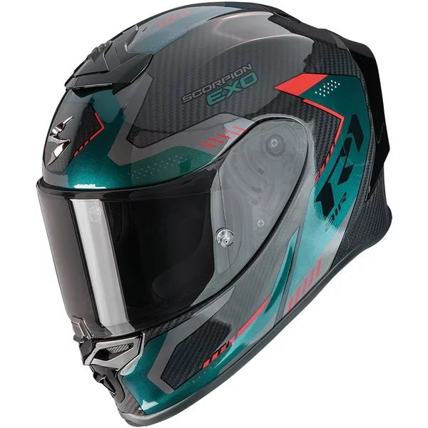 SCORPION EXO-R1 EVO CARBON AIR PROPEL S teljes arcú sport sisak, fekete/piros, 4, nordicamoto.ro