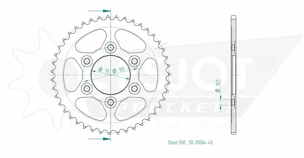 Standard Sprocket Rear 530 Black, 2, nordicamoto.ro