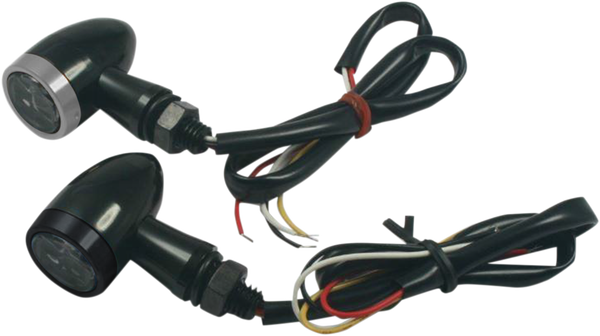 Led Bullet Turn Signal Lights With Rings Black, 1, nordicamoto.ro