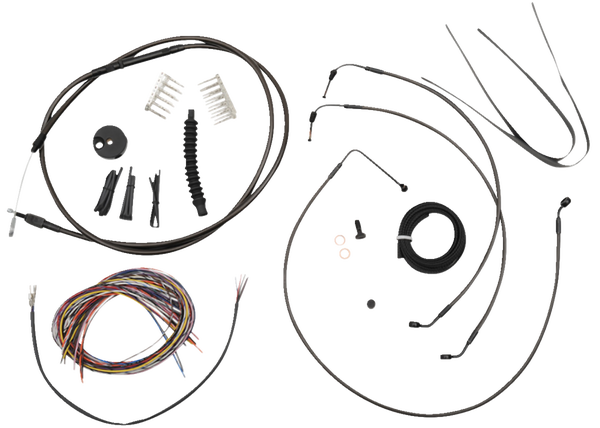 Complete Midnight Braided Handlebar Cable/brake Line Kit Black, 1, nordicamoto.ro
