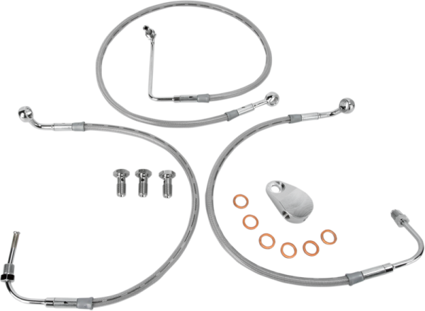 Oem Brakeline Kit Stainless-steel Front Stock +6(r) H-d Flht 96-07 Braided, Silver Oversize [+152 mm (6'')], 1, nordicamoto.ro