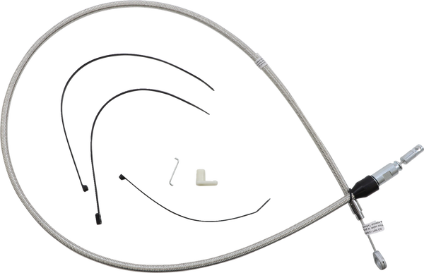 Polished Stainless Quick Connect Upper Clutch Cable Silver, 1, nordicamoto.ro